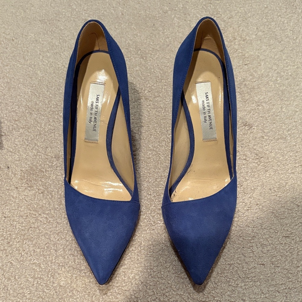 Saks Fifth Avenue Blue Suede Women's Heels